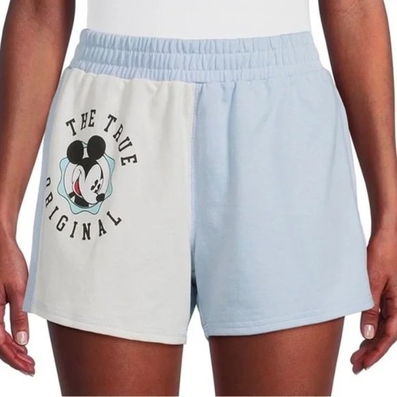 Disney Mickey Mouse 3” Fleece Shorts Blue & White Colorblock Juniors 3XL (21) - Picture 1 of 6